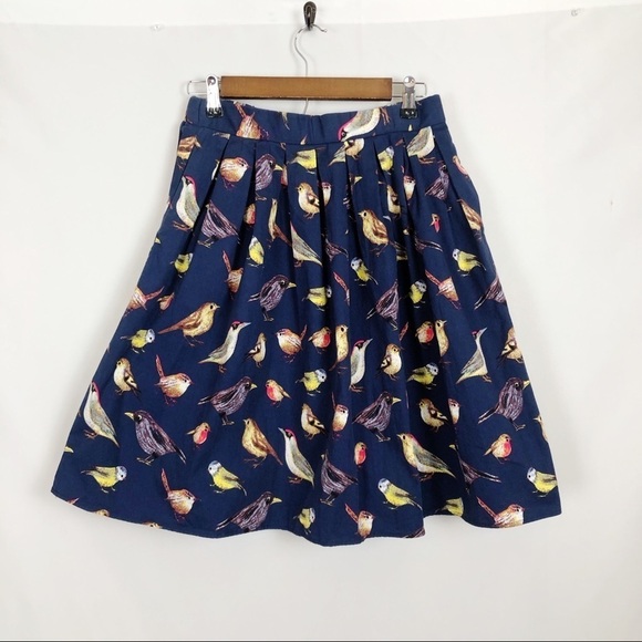 Grace Karin Dresses & Skirts - Grace Karin Bird Pleated Elastic Pull On Skirt Size M Navy Blue